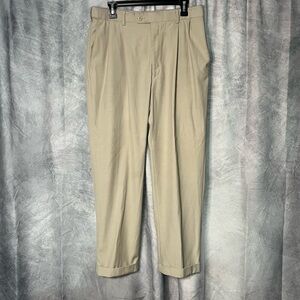 Louis Raphael Pleated Cuffed Khaki Dress Pants - 33x29